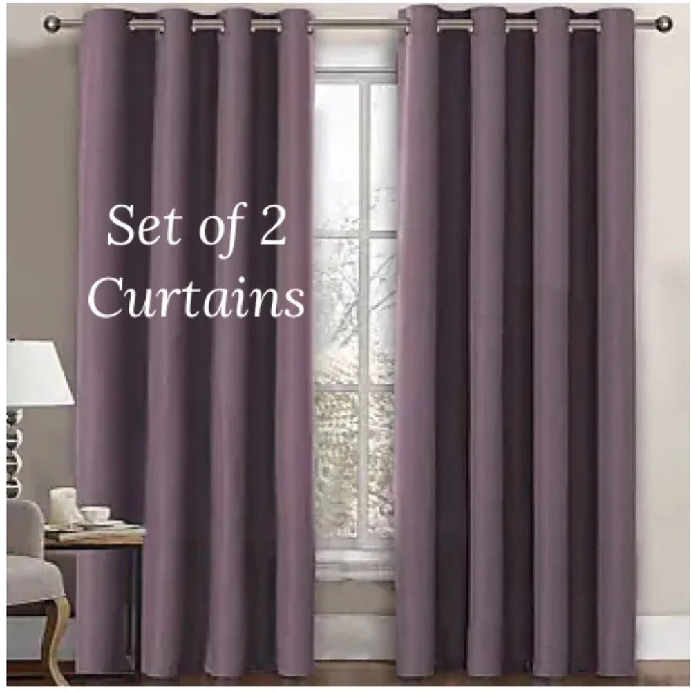 Sun Zero Lichtenberg Curtains Black Out Grommet Top Plum Size 40 X 94